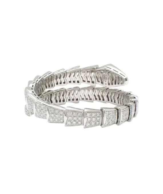 Bvlgari Size 14 Serpenti Viper Diamond Bracelet In 18k White Gold White Gold Very good - Back View
