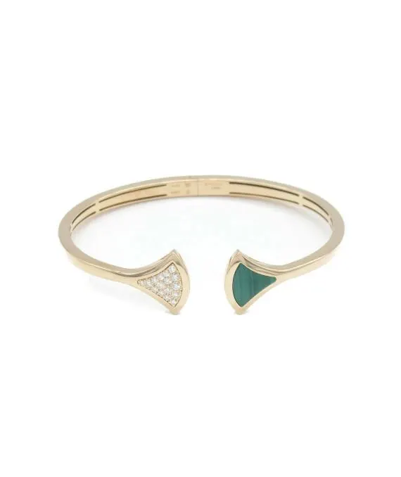 Bvlgari Size 15 Diva Dream Malachite and Diamond Bracelet In 18k Rose Gold Gold Gold Very good - Front View