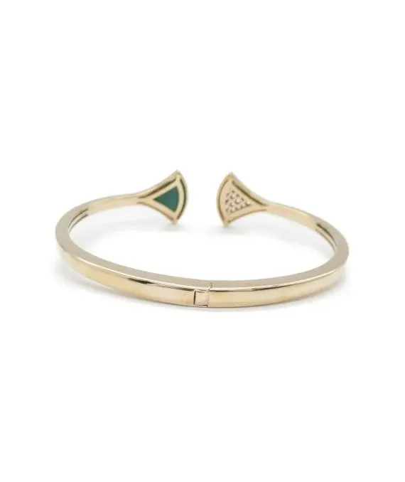 Bvlgari Size 15 Diva Dream Malachite and Diamond Bracelet In 18k Rose Gold Gold Gold Very good - Back View