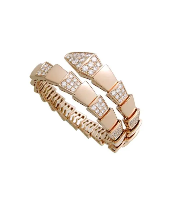 Bvlgari Size 21.9 Serpenti Viper Diamond Bracelet In Rose Gold Gold Gold Very good - Front View