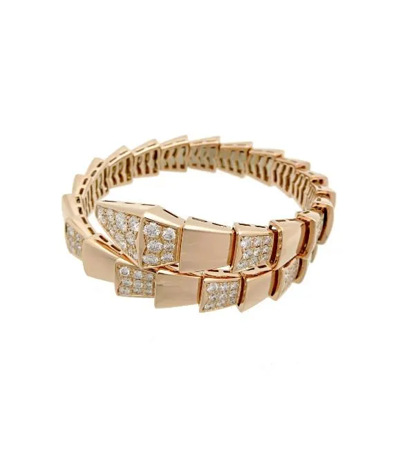 Bvlgari Size 21.9 Serpenti Viper Diamond Bracelet In Rose Gold Gold Gold Very good - Back View