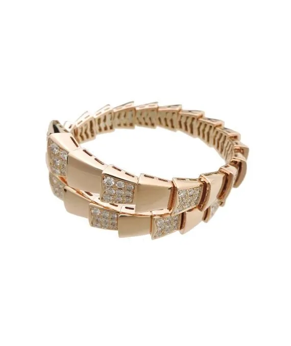 Bvlgari Size 21.9 Serpenti Viper Diamond Bracelet In Rose Gold Gold Gold Very good - Model View