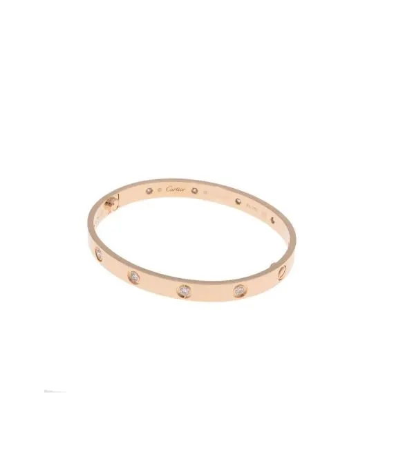 Cartier Diamond Encrusted Size 18 Love Bracelet in 18k Yellow Gold Yellow Gold Very good - Inside View