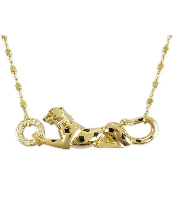 Cartier Panthere Tsavorite Garnet 18k Yellow Gold Necklace Yellow Gold Very good - Front View