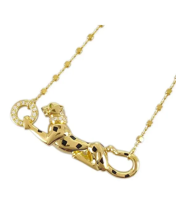 Cartier Panthere Tsavorite Garnet 18k Yellow Gold Necklace Yellow Gold Very good - Back View