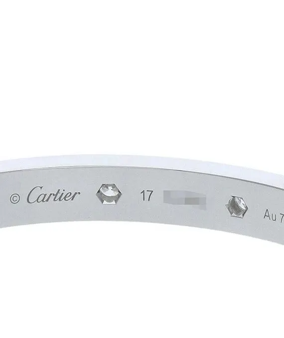 Cartier Size 17 Diamond Paved Love Bracelet in 18k White Gold White Gold Very good - Back View