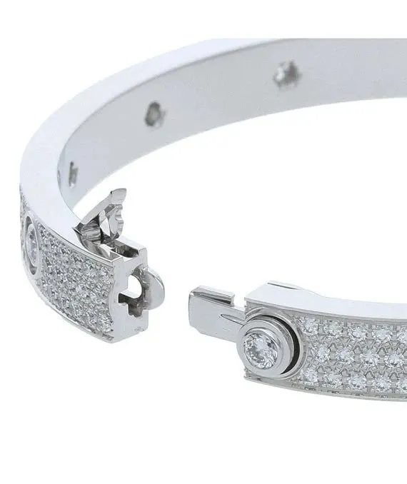 Cartier Size 17 Diamond Paved Love Bracelet in 18k White Gold White Gold Very good - Inside View