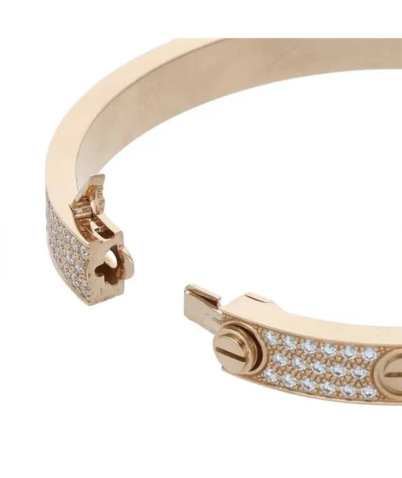 Cartier Size 17 Rose Gold Love Bracelet with Pave Diamonds K18PG Gold Gold Good - Model View