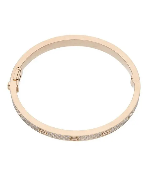 Cartier Size 17 Rose Gold Love Bracelet with Pave Diamonds K18PG Gold Gold Good - Box View