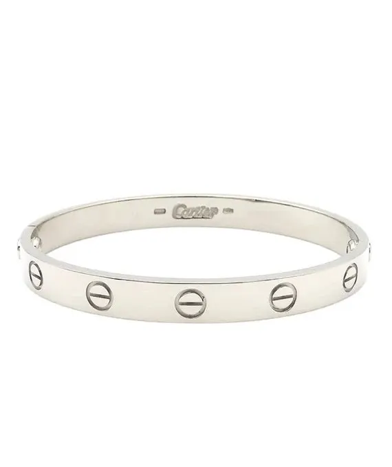 Cartier White Gold Love Bracelet K18WG Size 16 With Driver White Gold Very good - Front View