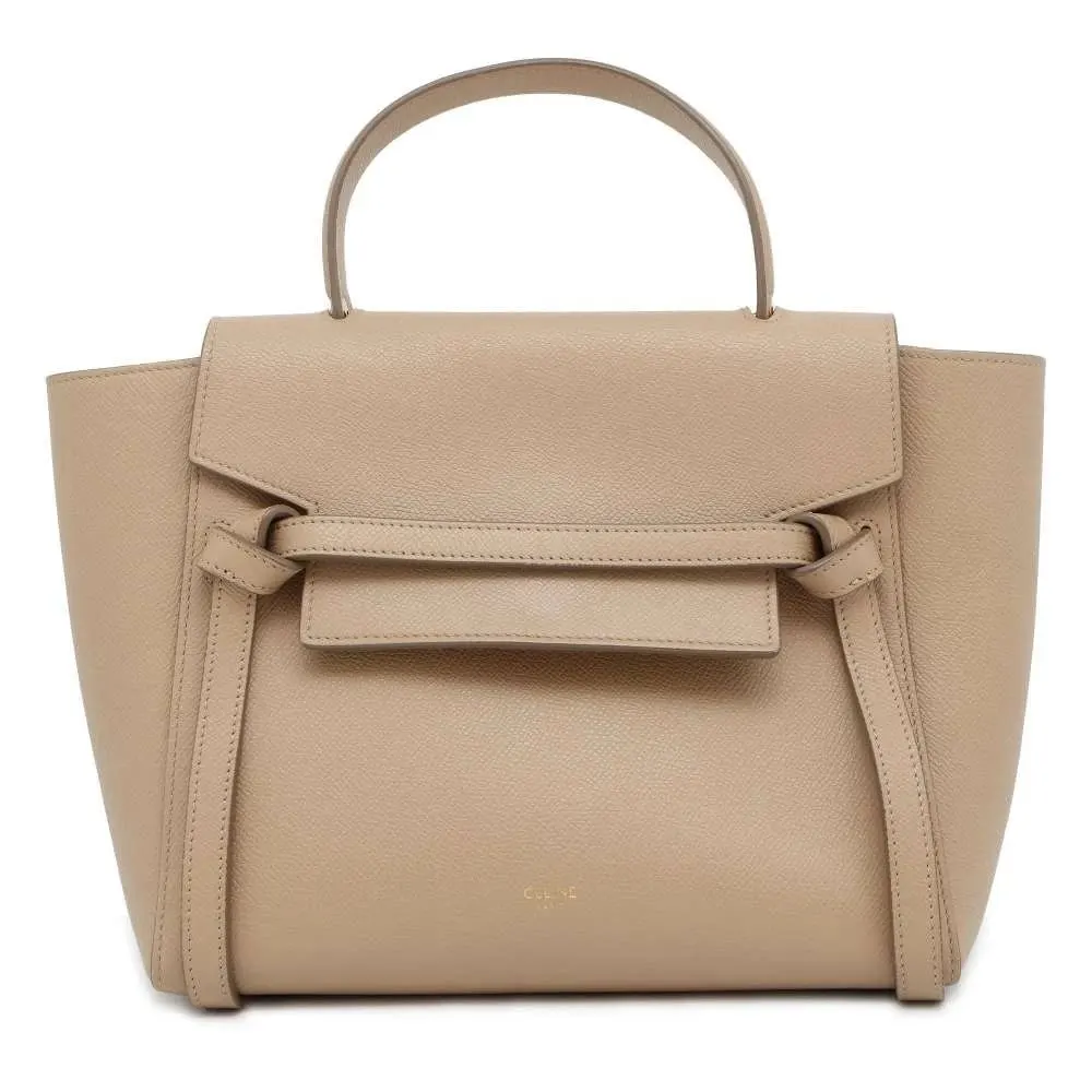 Celine Beige Leather Micro Belt Bag Beige Leather Very good - Front View
