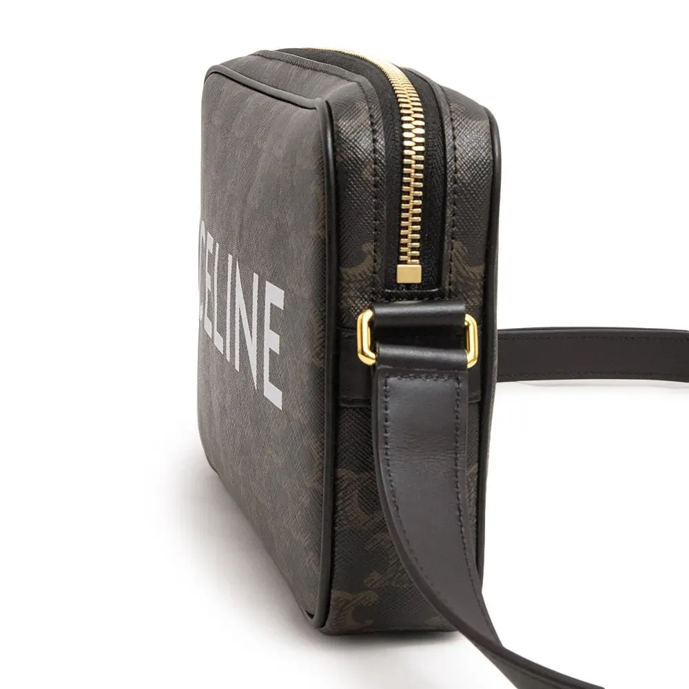 Celine Black Brown Medium Messenger Bag in Triomphe Canvas and Calfskin Leather Brown Canvas Never worn - Box View