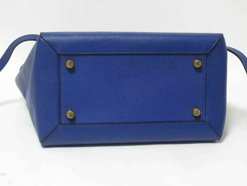 Celine Blue Leather Mini Belt Top Handle Bag Blue Leather Very good - Model View