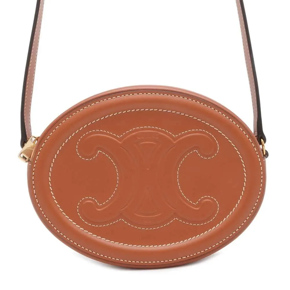 Celine Brown Leather Oval Pulse Crossbody Bag Brown Leather Very good - Front View