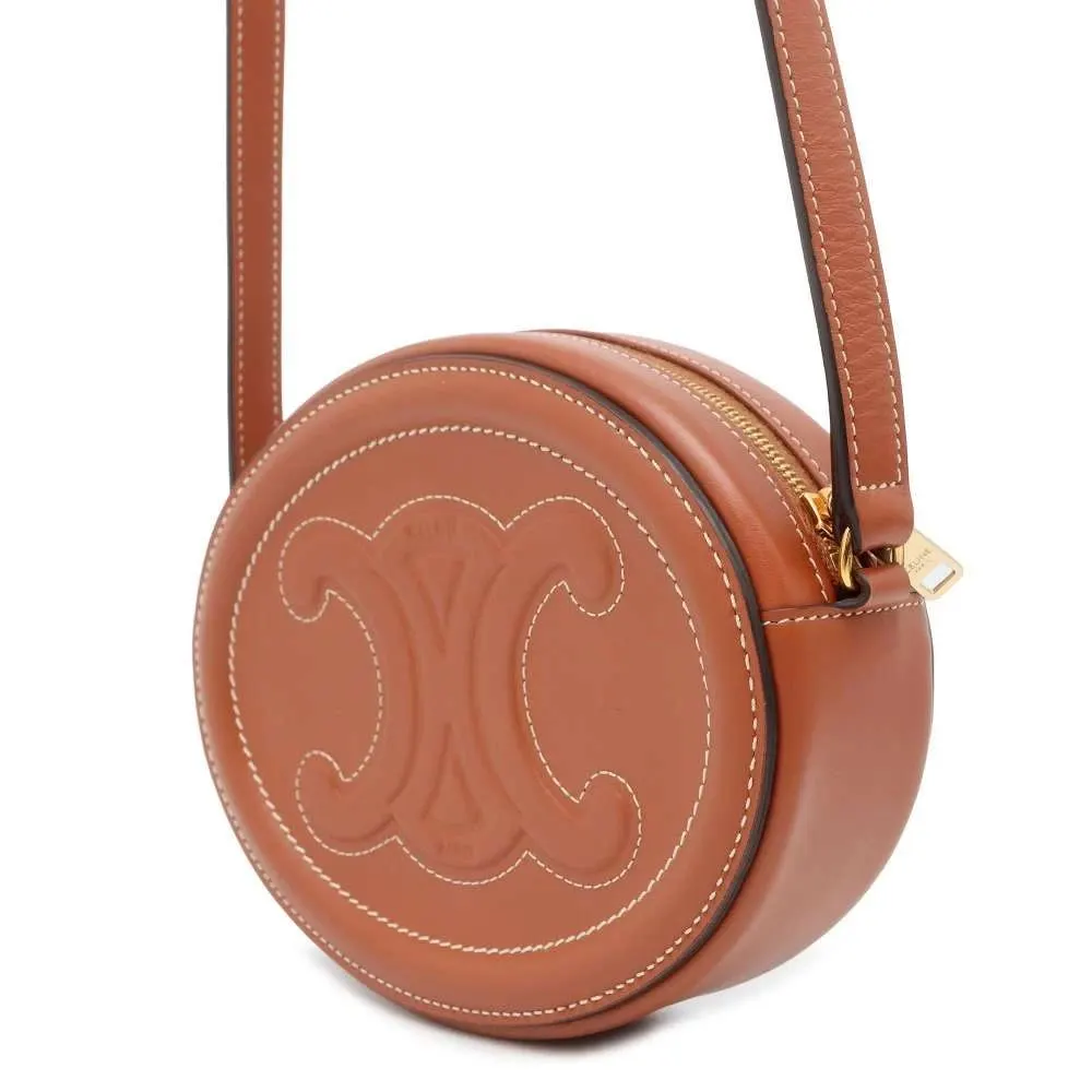 Celine Brown Leather Oval Pulse Crossbody Bag Brown Leather Very good - Back View