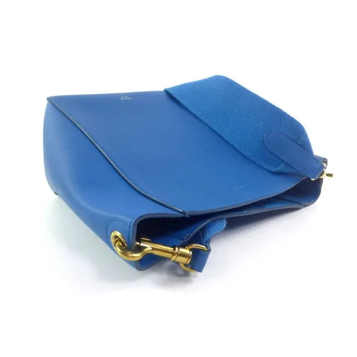 Celine Teel Blue Leather Small Sangle Bucket Bag Blue Leather Very good - Model View