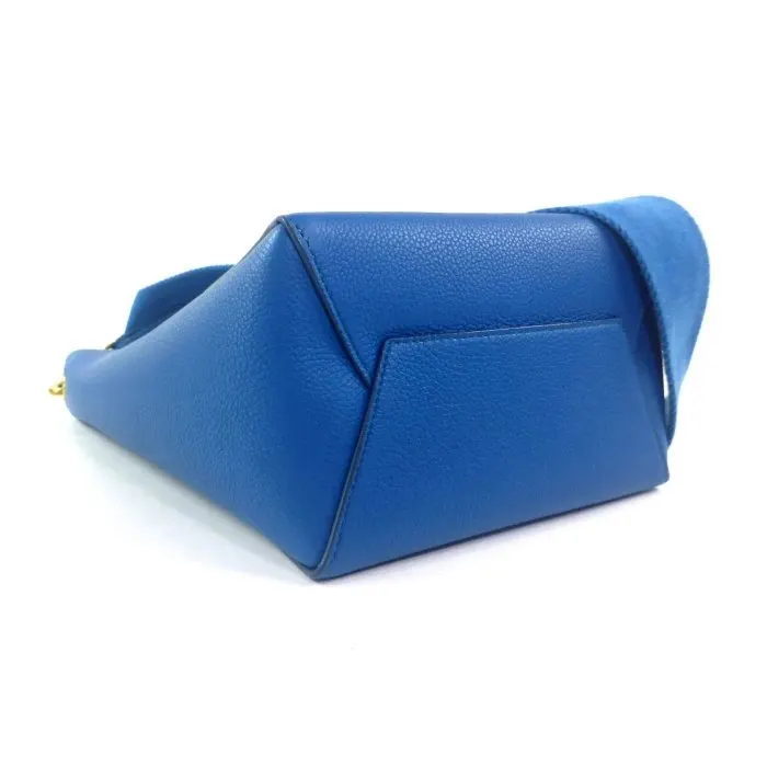 Celine Teel Blue Leather Small Sangle Bucket Bag Blue Leather Very good - Box View