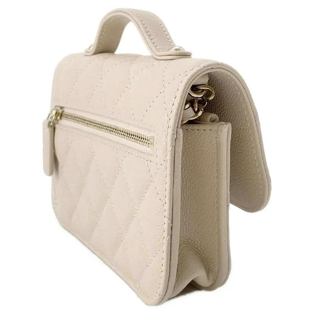 Chanel Beige Caviar Leather Business Affinity Flap Bag Beige Leather Very good - Back View