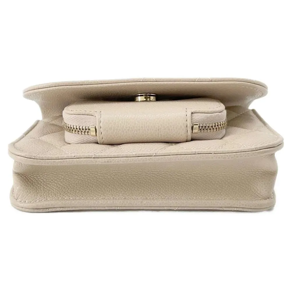 Chanel Beige Caviar Leather Business Affinity Flap Bag Beige Leather Very good - Model View