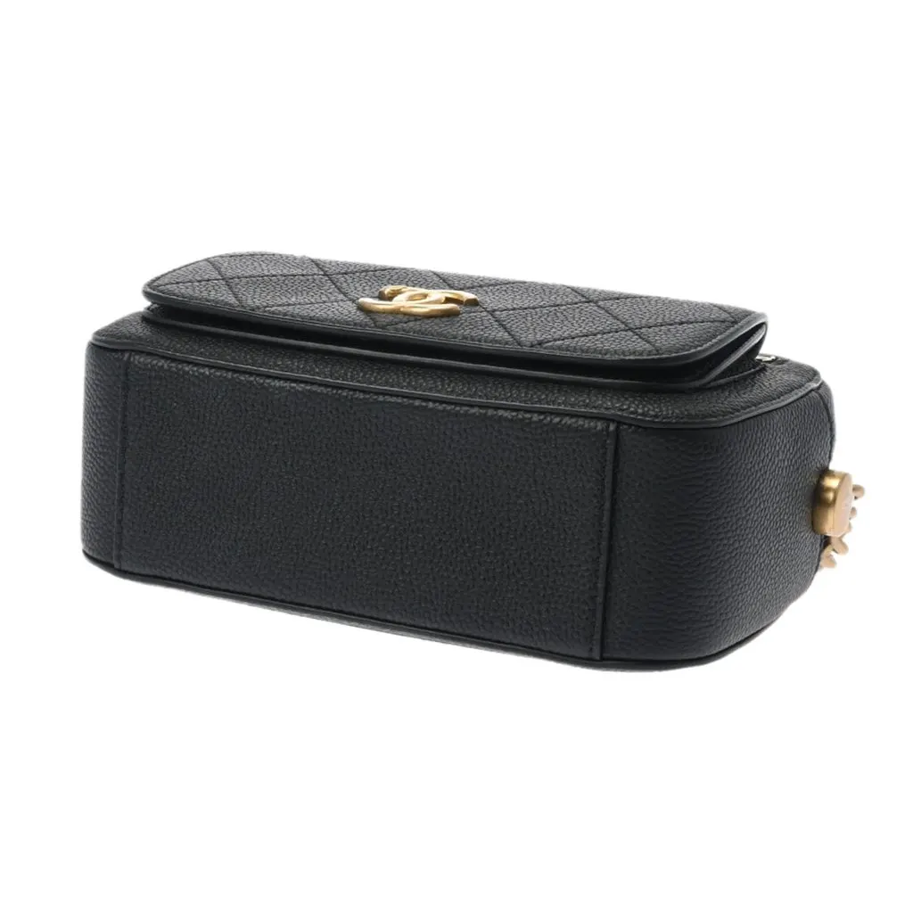 Chanel Black Caviar Leather Chain Shoulder Bag Black Leather Very good - Box View