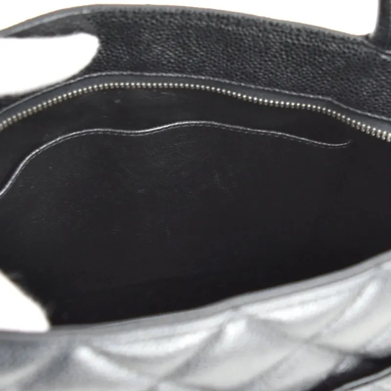 Chanel Black Caviar Medallion Tote Bag Black Leather Very good - Back View