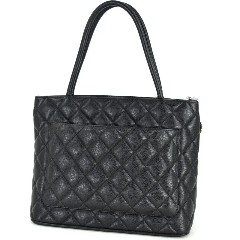 Chanel Black Caviar Medallion Tote Bag Black Leather Very good - Box View