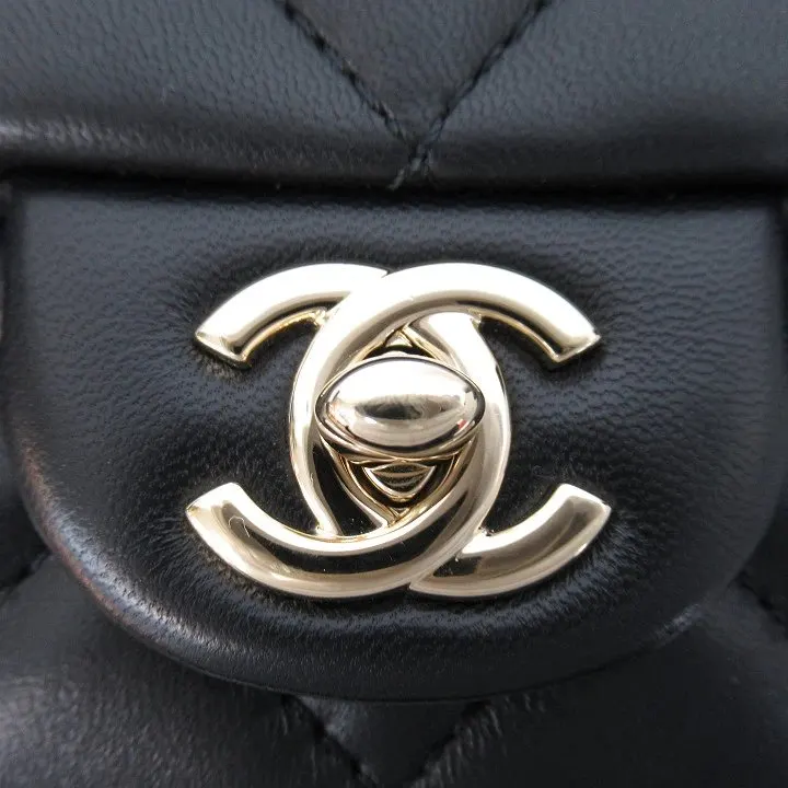 Chanel Black Lambskin Quilted Mini My Precious Pearls Chain Shoulder Bag Black Leather Very good - Model View