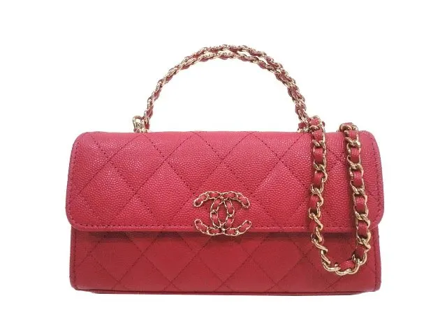 Chanel Dark Pink Caviar Leather Vanity Handle Bag Pink Leather Never worn - Front View