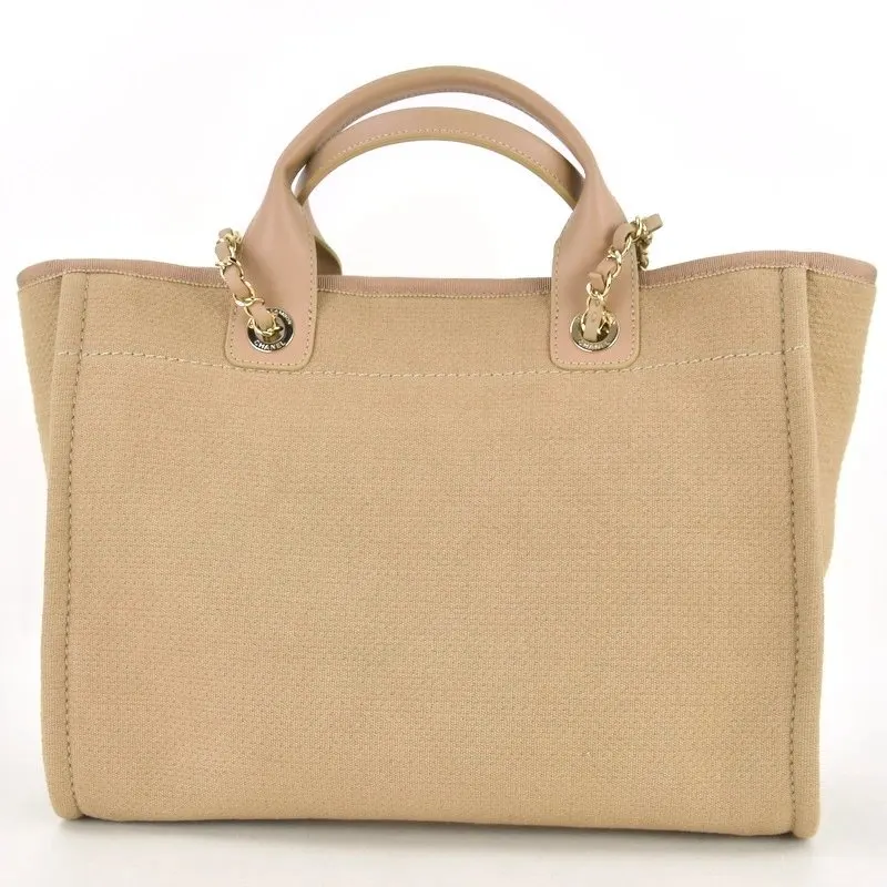 Chanel Deauville Medium Size Beige Color Canvas Tote Bag Beige Canvas Very good - Box View