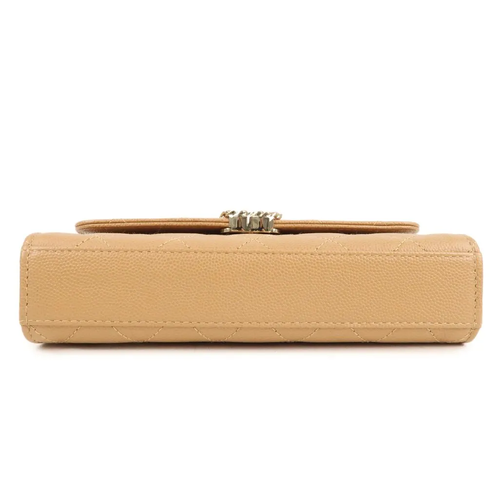 Chanel Gold Caviar Leather Vanity Handle Chain Shoulder Bag Gold Leather Never worn - Back View