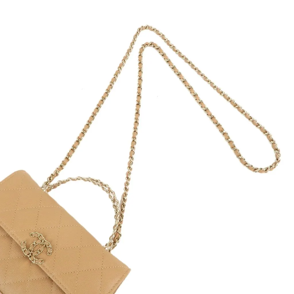 Chanel Gold Caviar Leather Vanity Handle Chain Shoulder Bag Gold Leather Never worn - Inside View