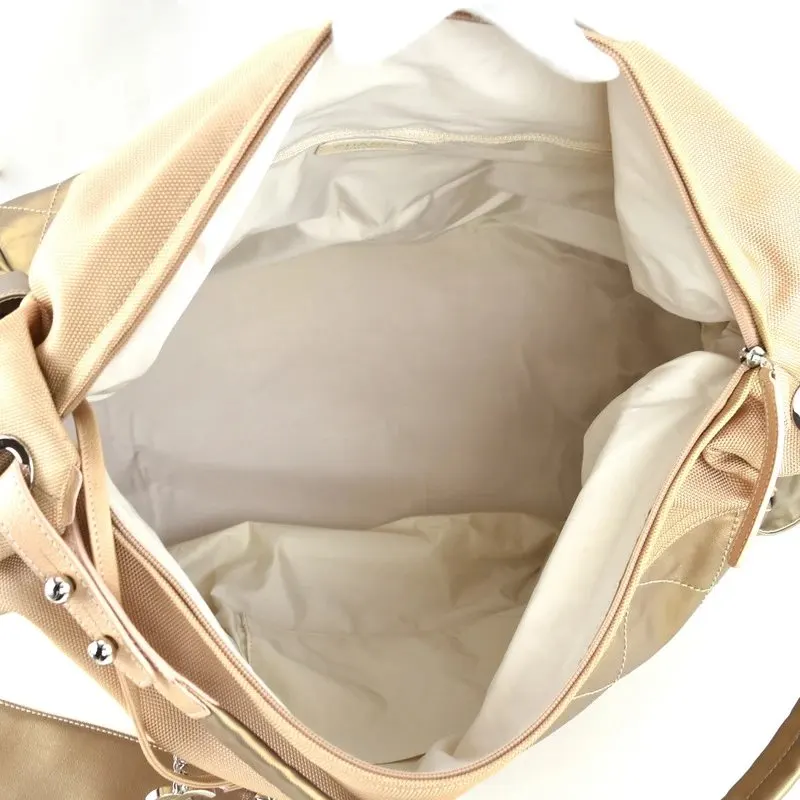 Chanel Gold Quilted Coated Canvas Large Paris Biarritz Hobo Bag Gold Canvas Very good - Model View