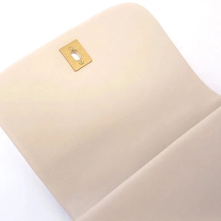 Chanel Light Beige Quilted Calfskin Mini Nailed CC Full Flap Bag Beige Leather Very good - Model View