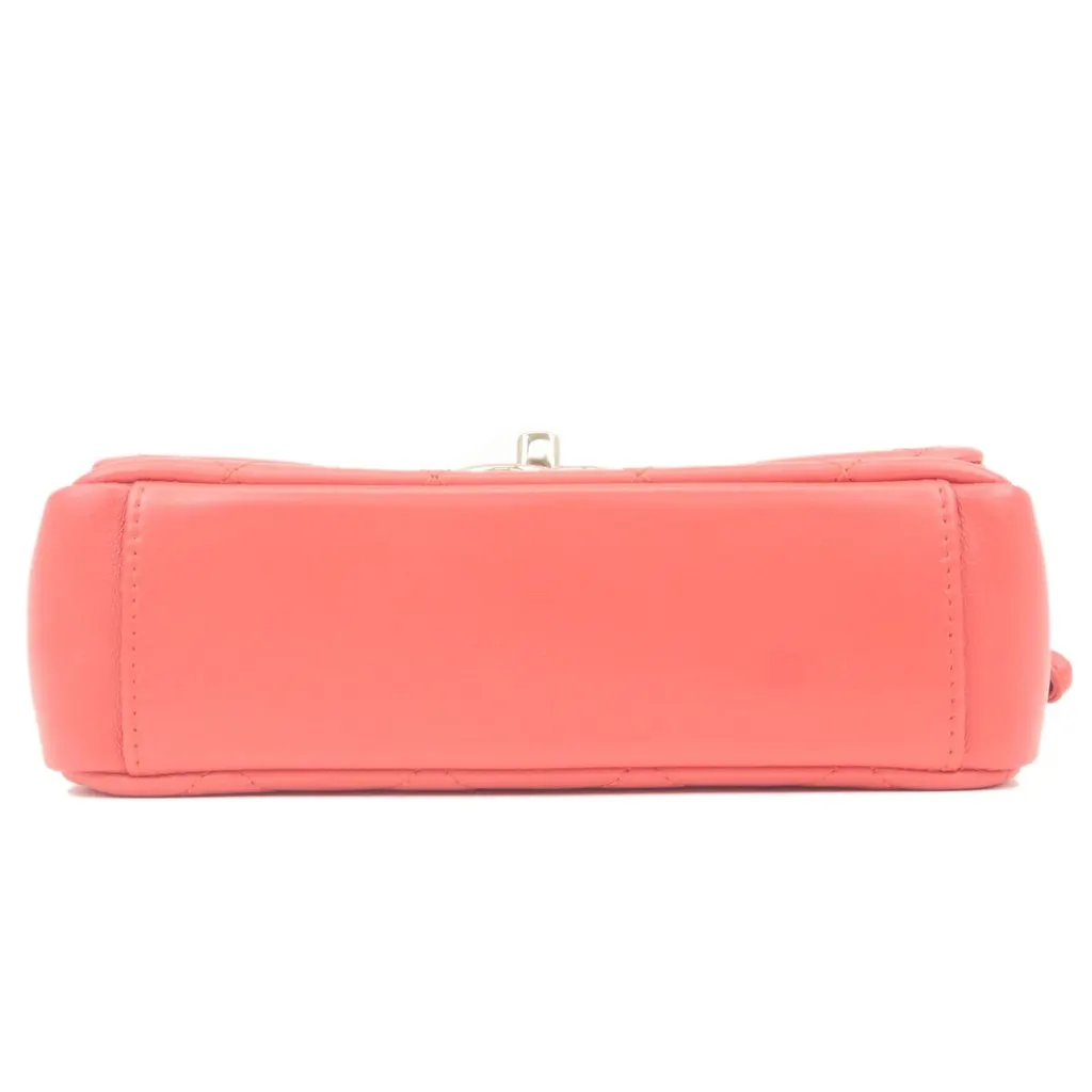 Chanel Mini Pink Matlasse Lambskin Diagonal Chain Shoulder Bag Pink Leather Very good - Inside View