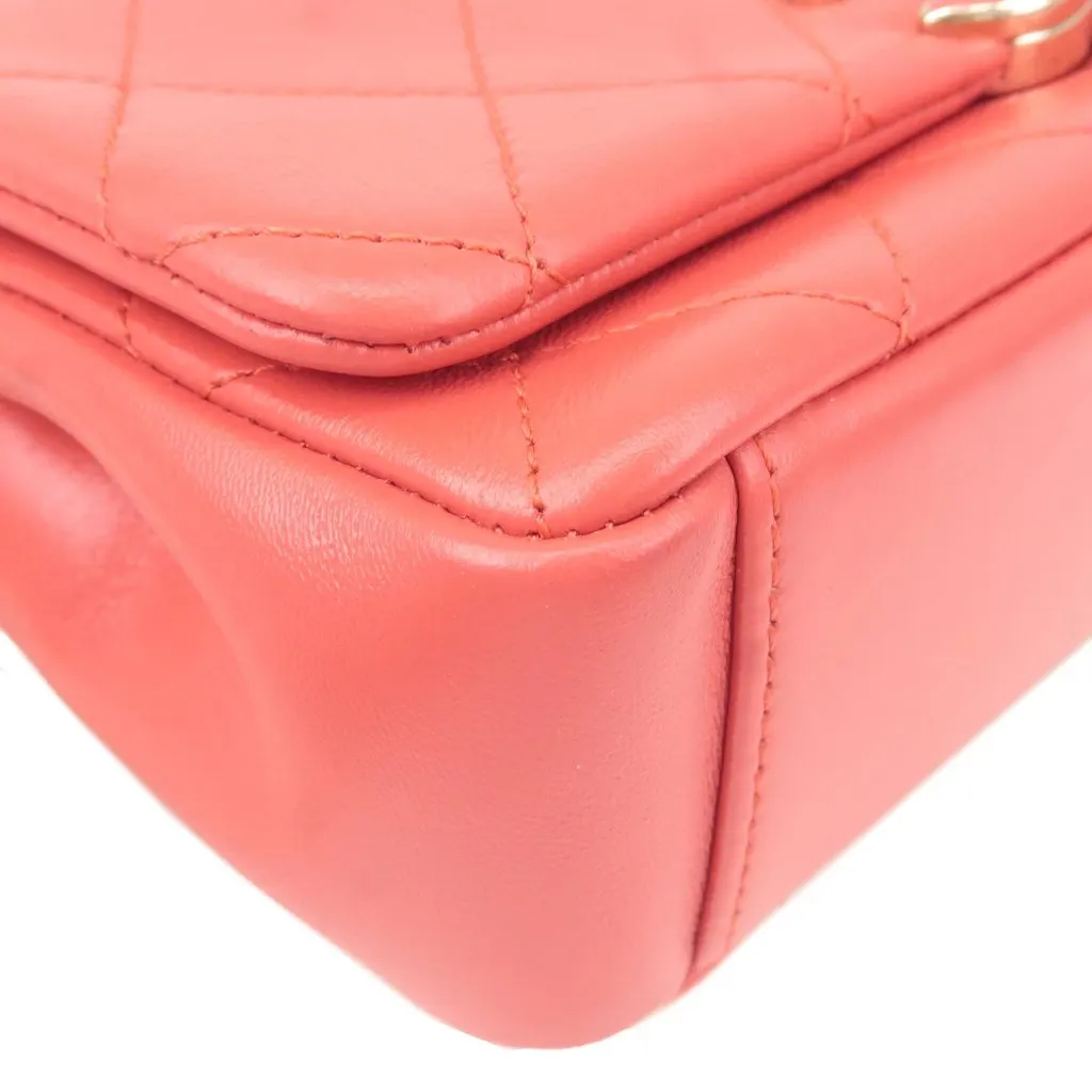 Chanel Mini Pink Matlasse Lambskin Diagonal Chain Shoulder Bag Pink Leather Very good - Box View