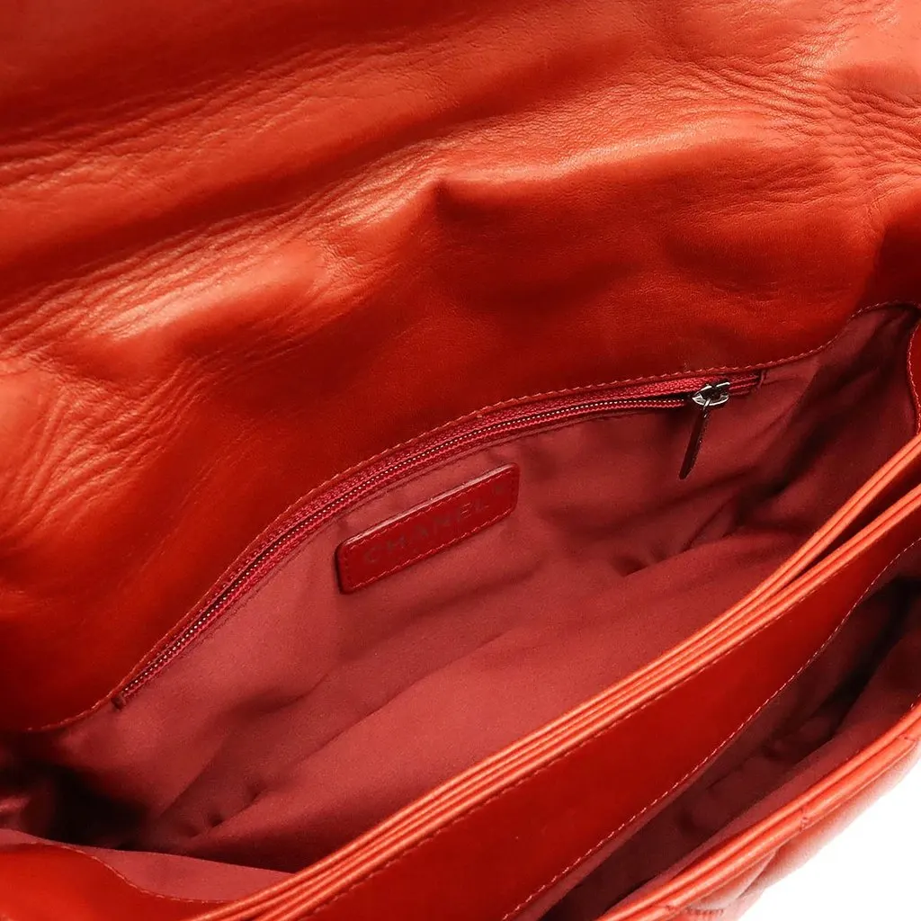 Chanel Orange Quilted Lambskin Leather Accordion Flap Bag Orange Leather Very good - Box View