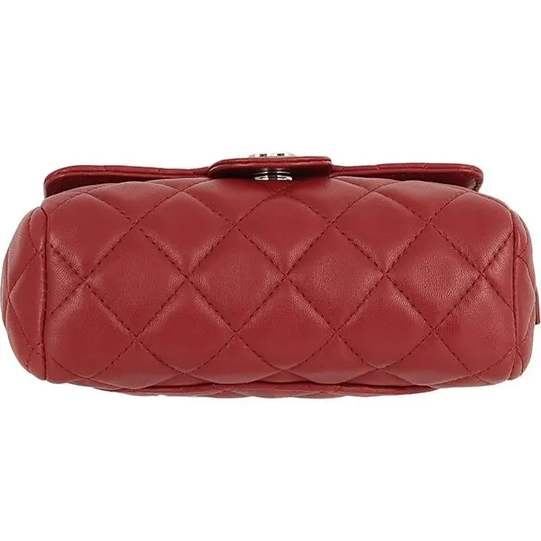 Chanel Red Quilted Cosmetic Pouch Red Leather Very good - Box View