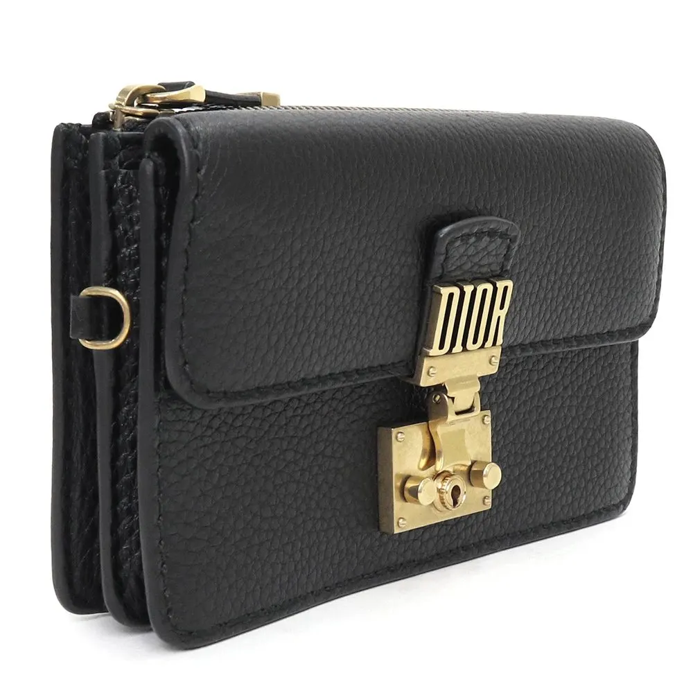 Dior Black Calfskin Leather Addict Clutch Bag Black Leather Very good - Model View