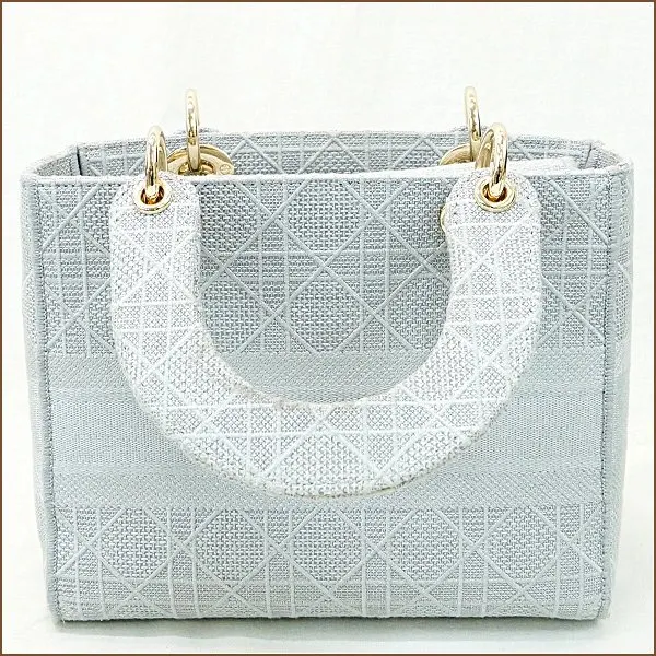 Dior Gray Color Cannage Canvas Medium Lady D- Lite Bag Grey Canvas Very good - Back View