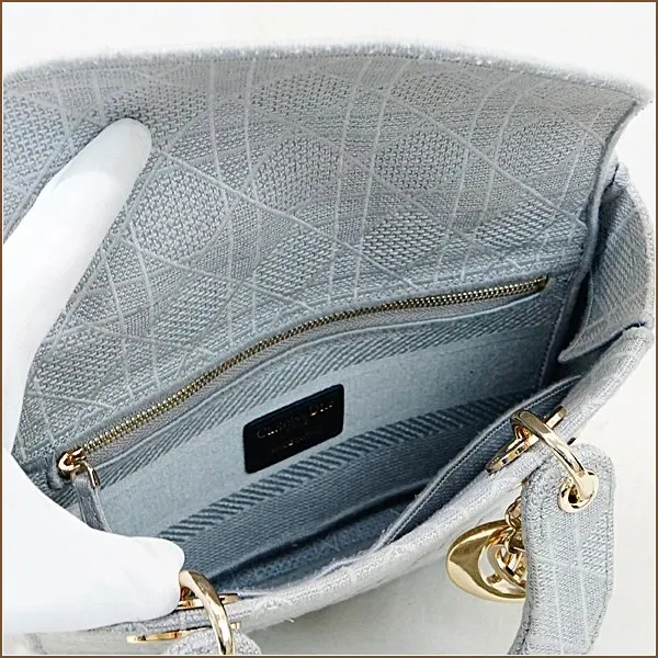 Dior Gray Color Cannage Canvas Medium Lady D- Lite Bag Grey Canvas Very good - Model View