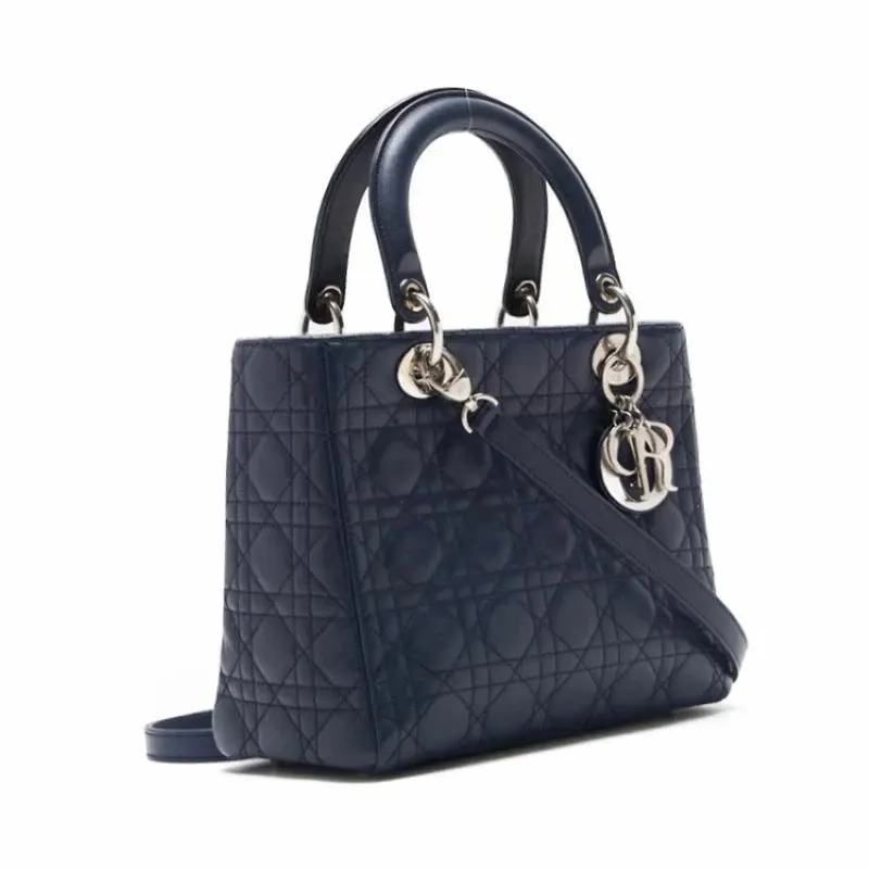 Dior medium Navy color Cannage Lambskin Navy Leather Very good - Inside View