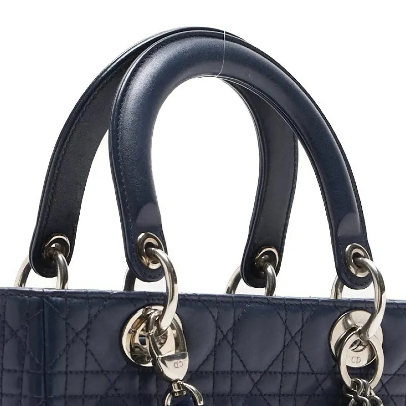 Dior medium Navy color Cannage Lambskin Navy Leather Very good - Box View