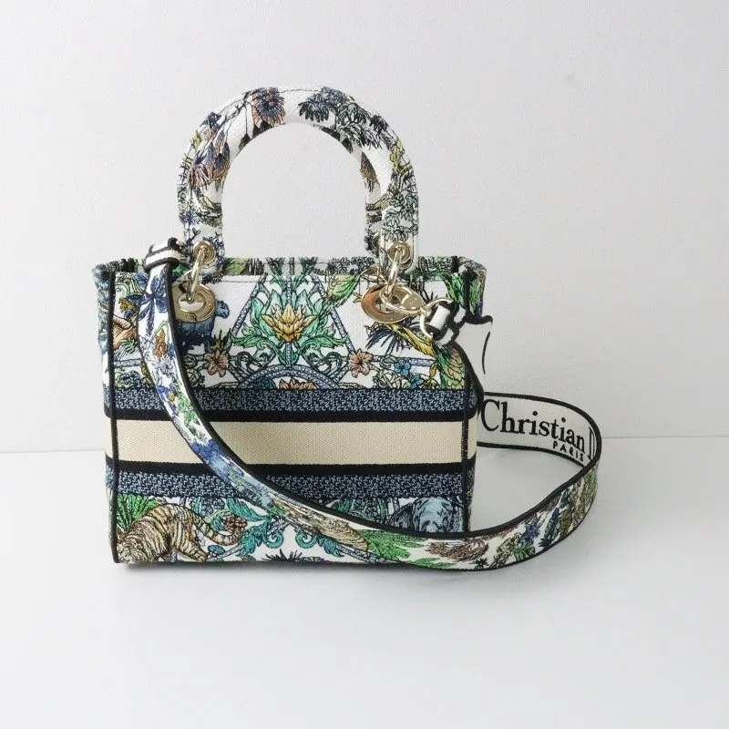 Dior Multicolor Étoile de Voyage Embroidery Lady D-Lite Medium Bag MultiColor Very good - Back View