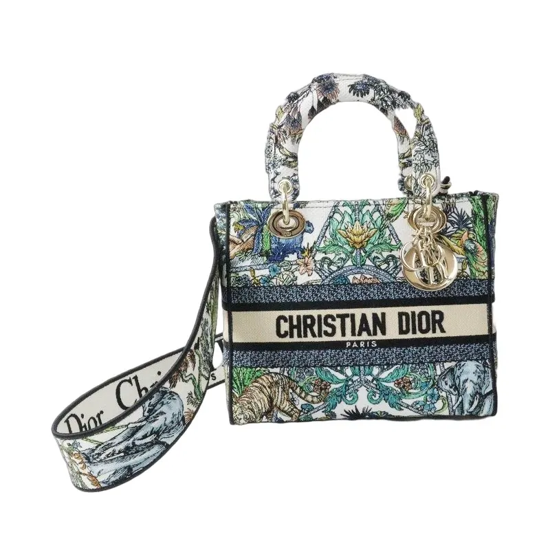 Dior Multicolor Étoile de Voyage Embroidery Lady D-Lite Medium Bag MultiColor Very good - Front View