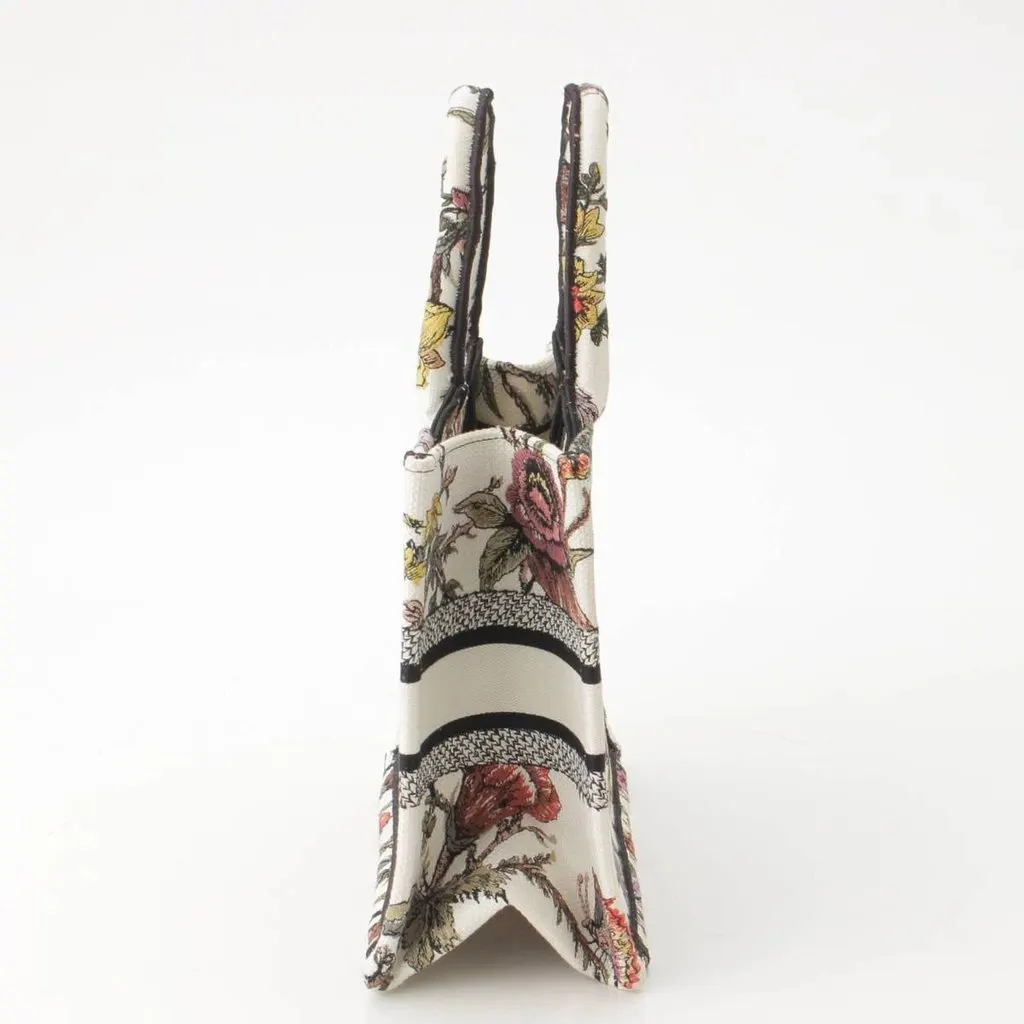 Dior White Book Tote Small Jardin Botanique Canvas Flower Bag White Canvas Very good - Back View