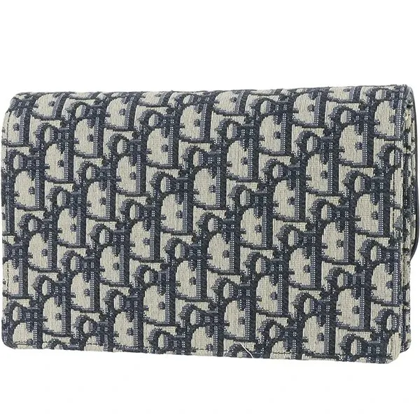Dior Saddle Wallet on Chain in Blue Dior Oblique Jacquard Blue Very good - Back View