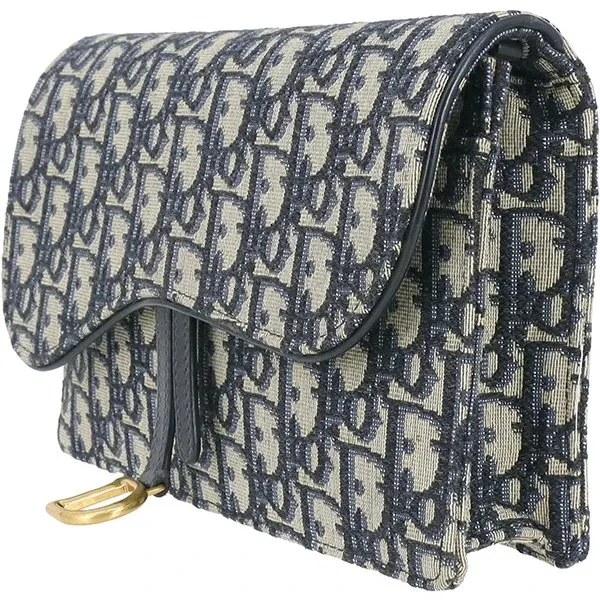 Dior Saddle Wallet on Chain in Blue Dior Oblique Jacquard Blue Very good - Inside View