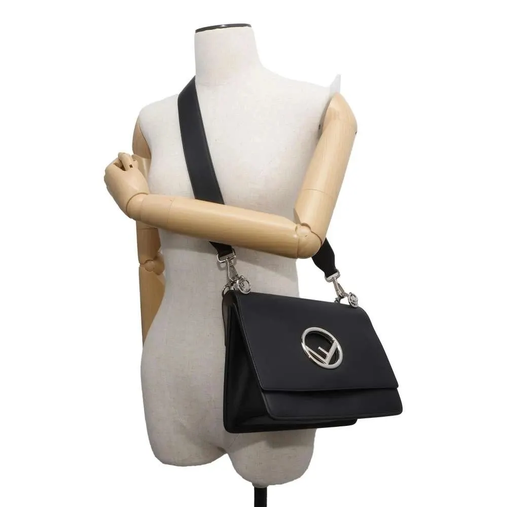 Fendi Black Leather Kan I F Logo Shoulder Bag Black Leather Very good - Box View