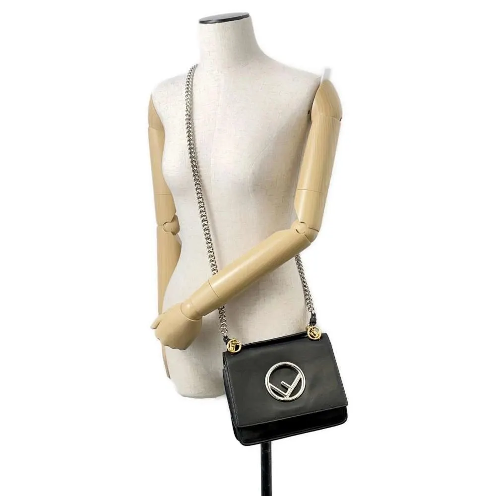 Fendi Black Leather Kan I F Shoulder Bag Black Leather Very good - Box View