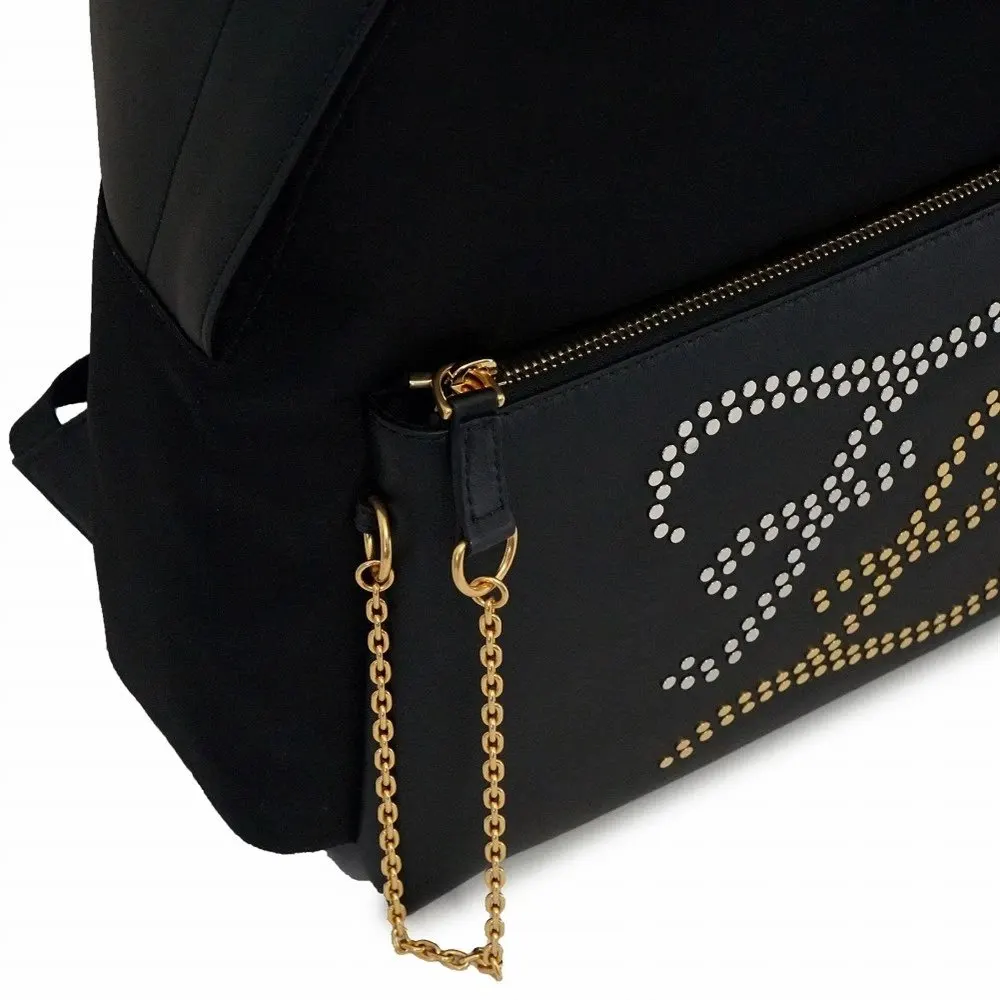 Fendi Black Nylon Calligraphy Embellished Logo Backpack Black Very good - Inside View